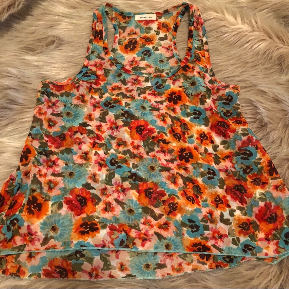 Bright floral summer blouse